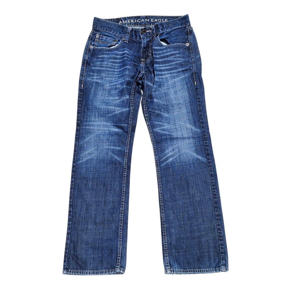 American Eagle Low Rise Boot Cut Jeans Mens 29x30 Blue Dark Wash